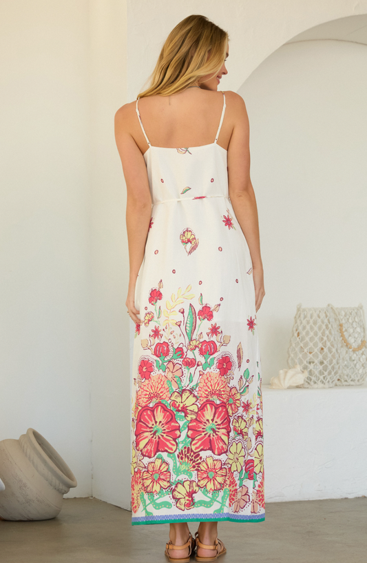 The Skye Floral Border Button Front Maxi Dress