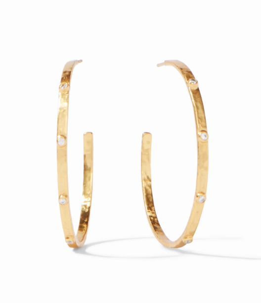 Julie Vos Crescent Stone Hoop Cubic Zirconia Earrings