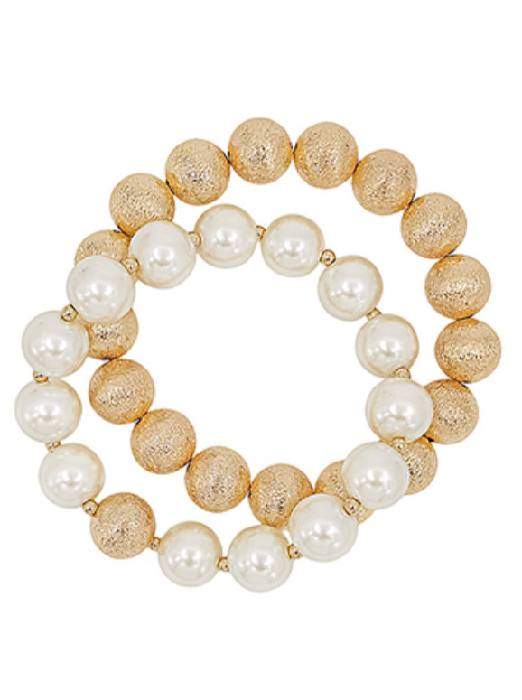 Gold and Pearl Bracelet Stack