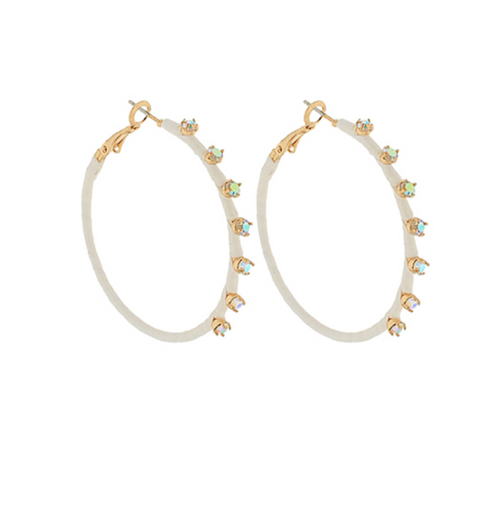 Dotted Raffia Wrapped Around Hoops