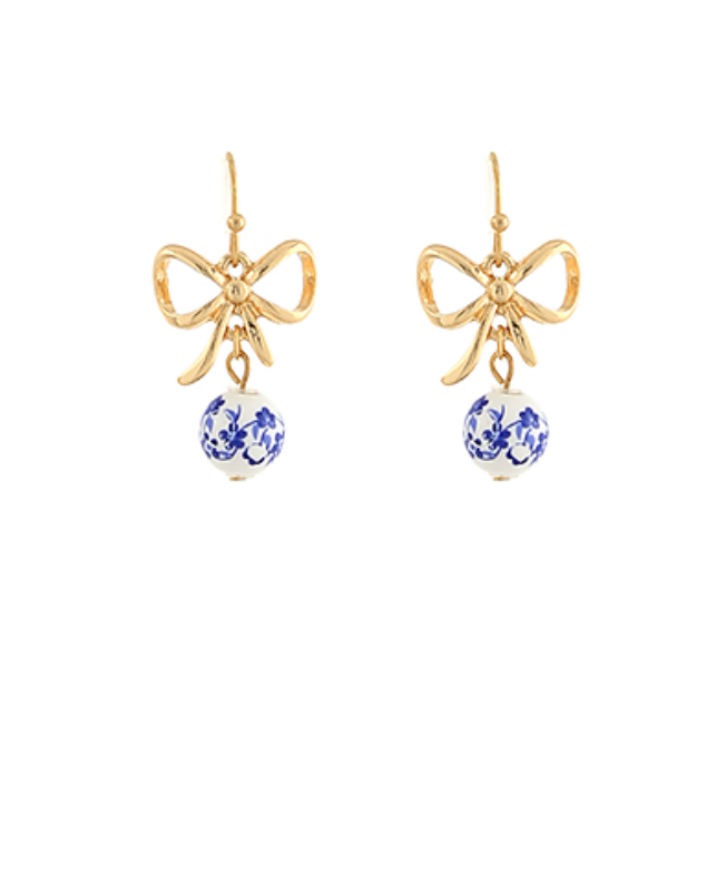 Floral Ball Bow Earrings