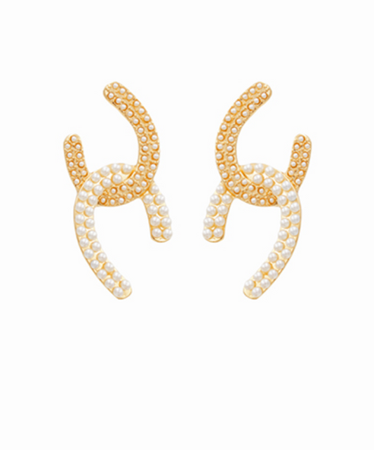 Pearl Horseshoe Earrings