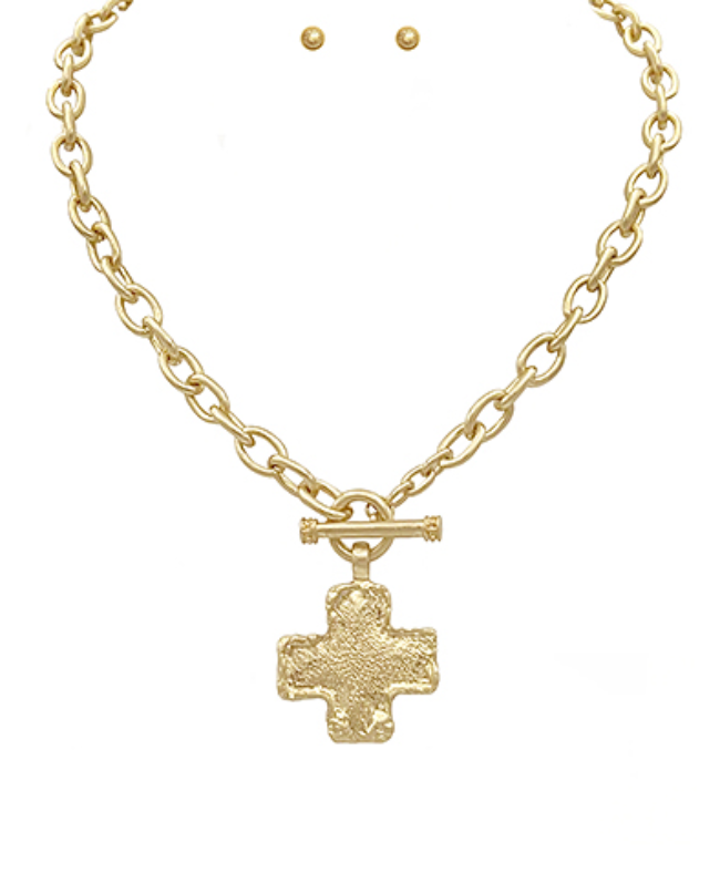 Faith & Strength Cross Toggle Necklace