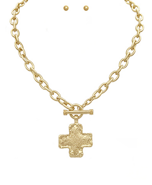 Faith & Strength Cross Toggle Necklace