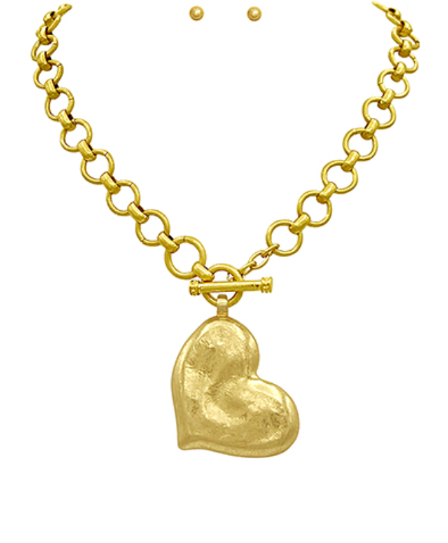 Golden Devotion Heart Toggle Necklace