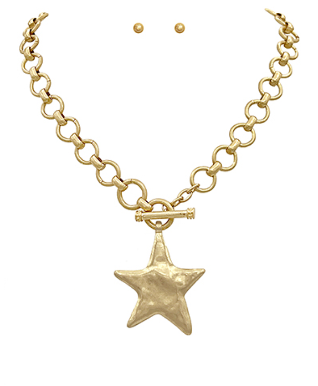 Golden Devotion Star Toggle Necklace