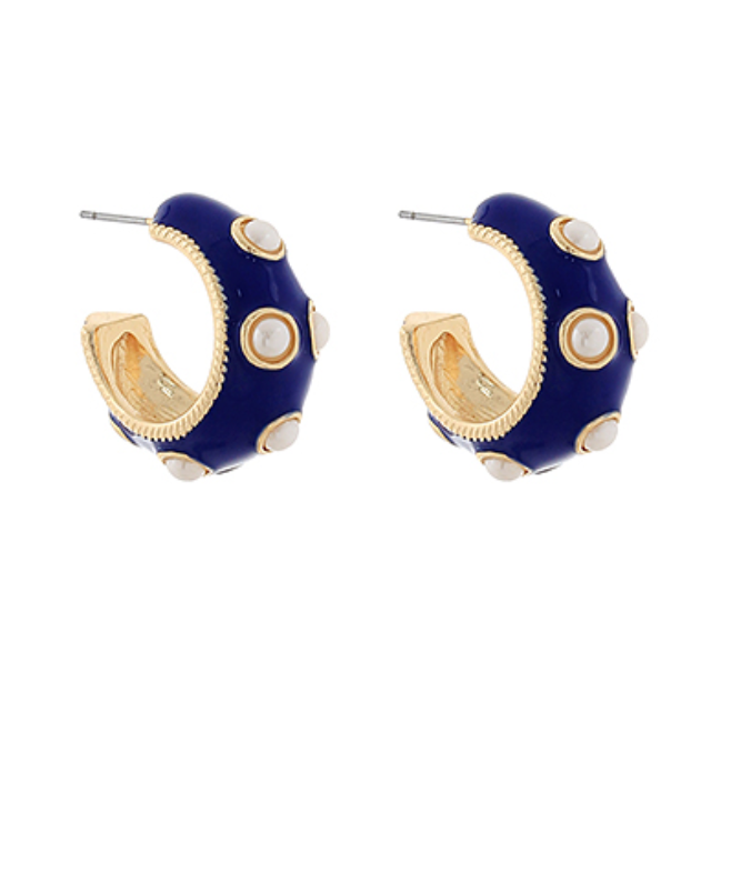 Luna Studded Enamel Hoop Earrings