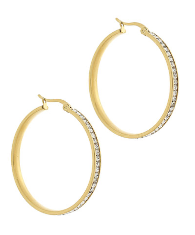 Aurora Glow Pavé Gold Hoop Earrings
