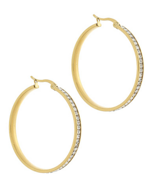 Aurora Glow Pavé Gold Hoop Earrings