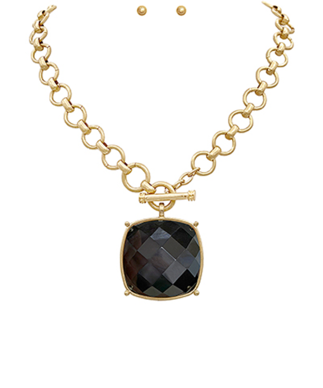 Midnight & Pearl Toggle Statement Necklace
