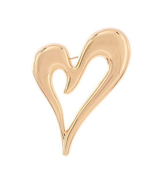 Golden Whisper Heart Brooch