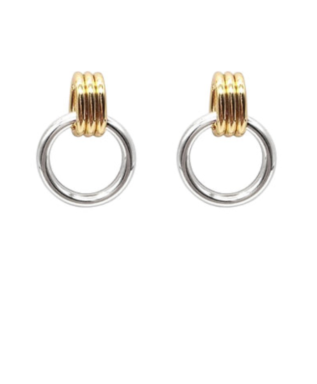 Gold & Silver Double Hoop Earrings