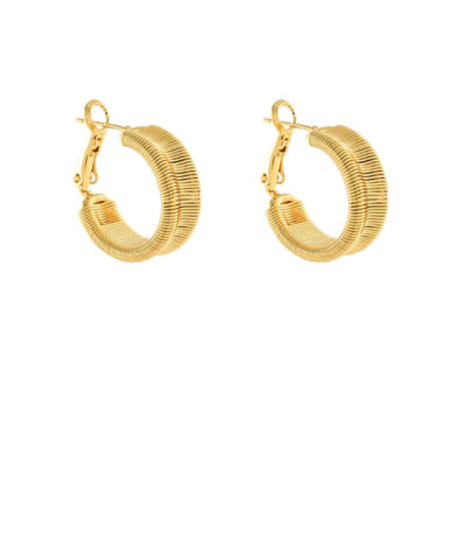Golden Ribbed Glow Hoop Earrings