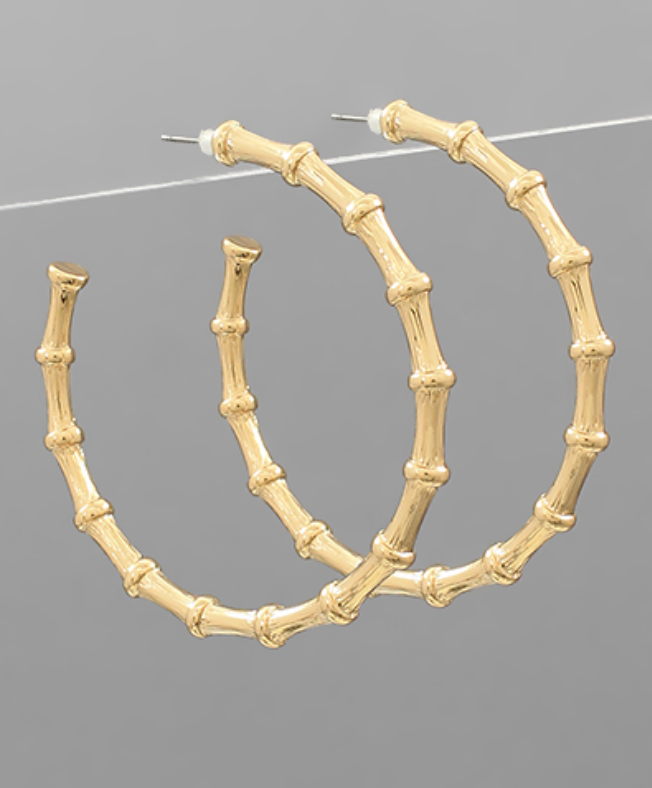 Golden Bamboo Luxe Hoop Earrings