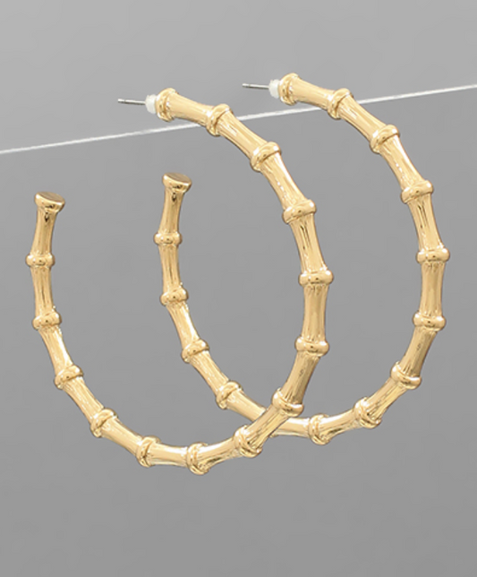 Golden Bamboo Luxe Hoop Earrings