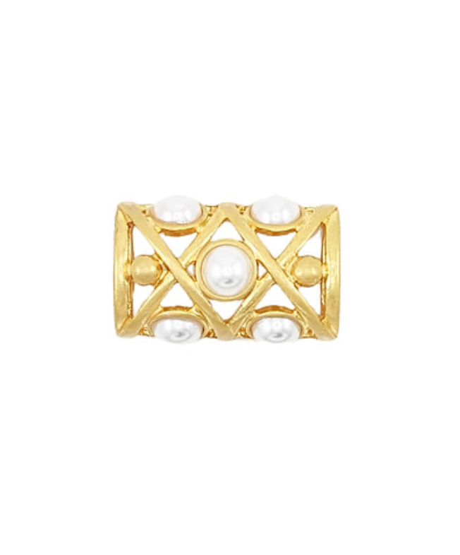 Mosaic Pearl Grid Scarf Ring