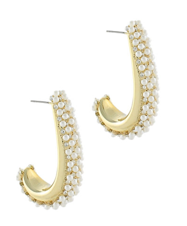 Ivora Pearl Arc Hoop Earrings