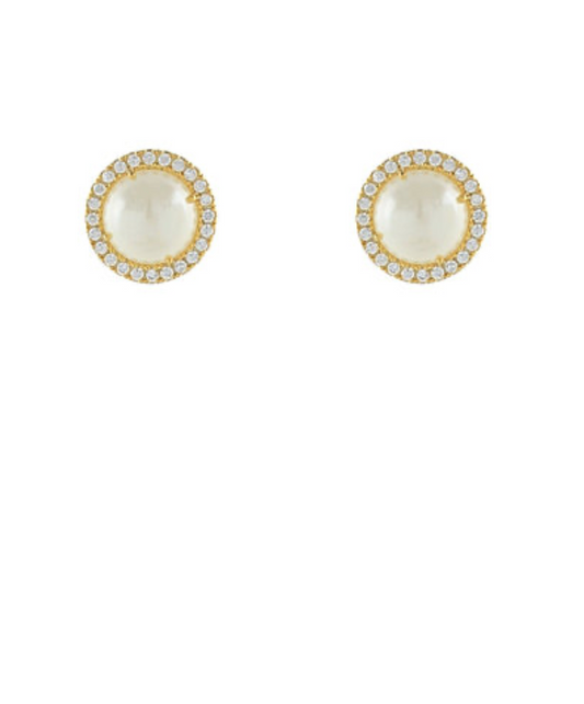 Arden Pearl Halo Stud Earrings