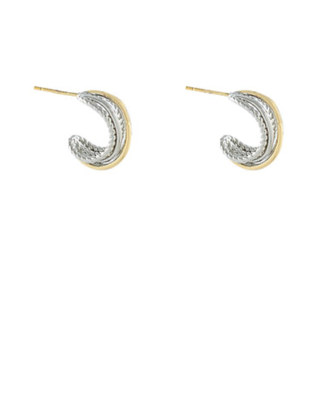 Solene Dual-Tone Crescent Hoop Earrings