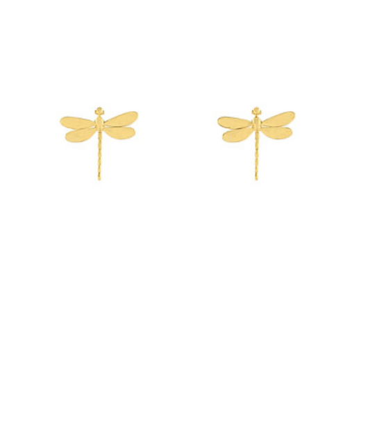 Golden Dragonfly Stud Earrings