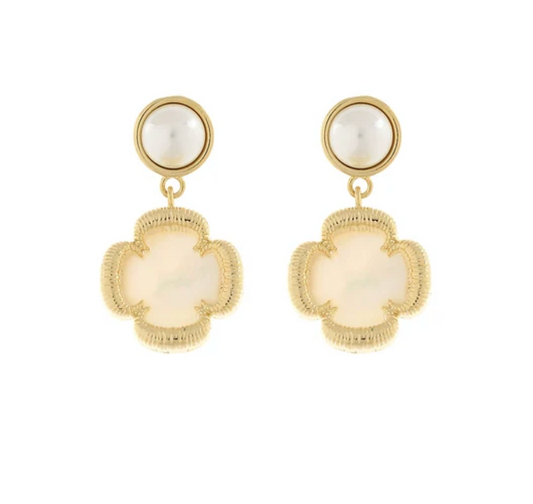 Ivory Clover Drop Earrings