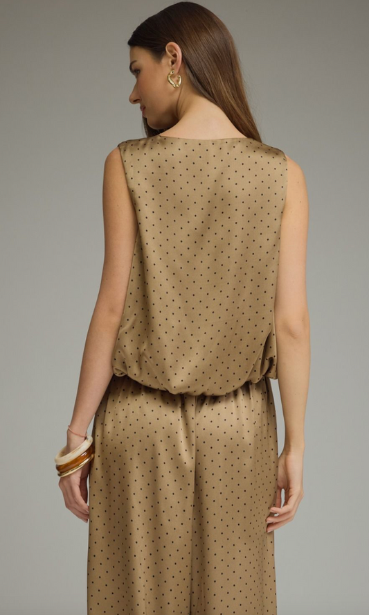 Mocha Dot Drape Top