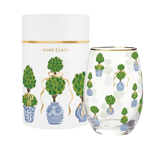 Topiaries Stemless Wine Glass
