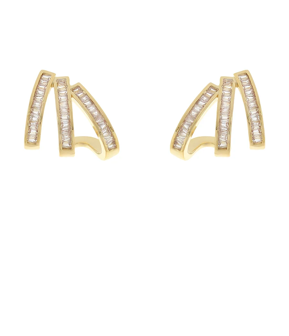 Golden Baguette Luxe Arc Stud Earrings