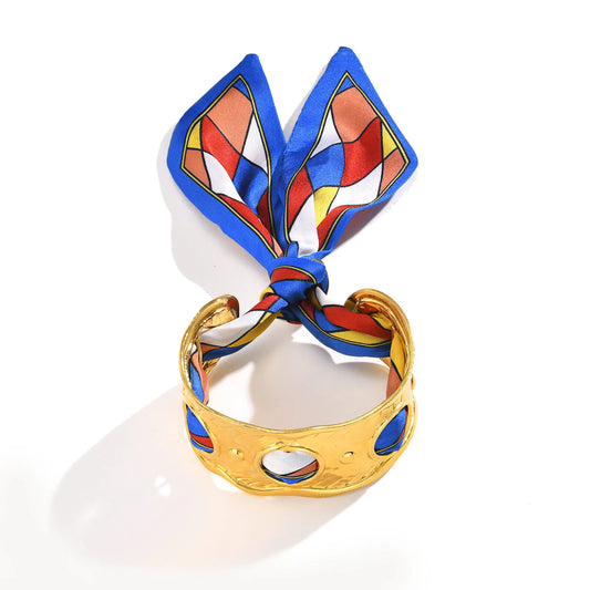 Silk-Tied Gilded Cuff Bracelet Bold