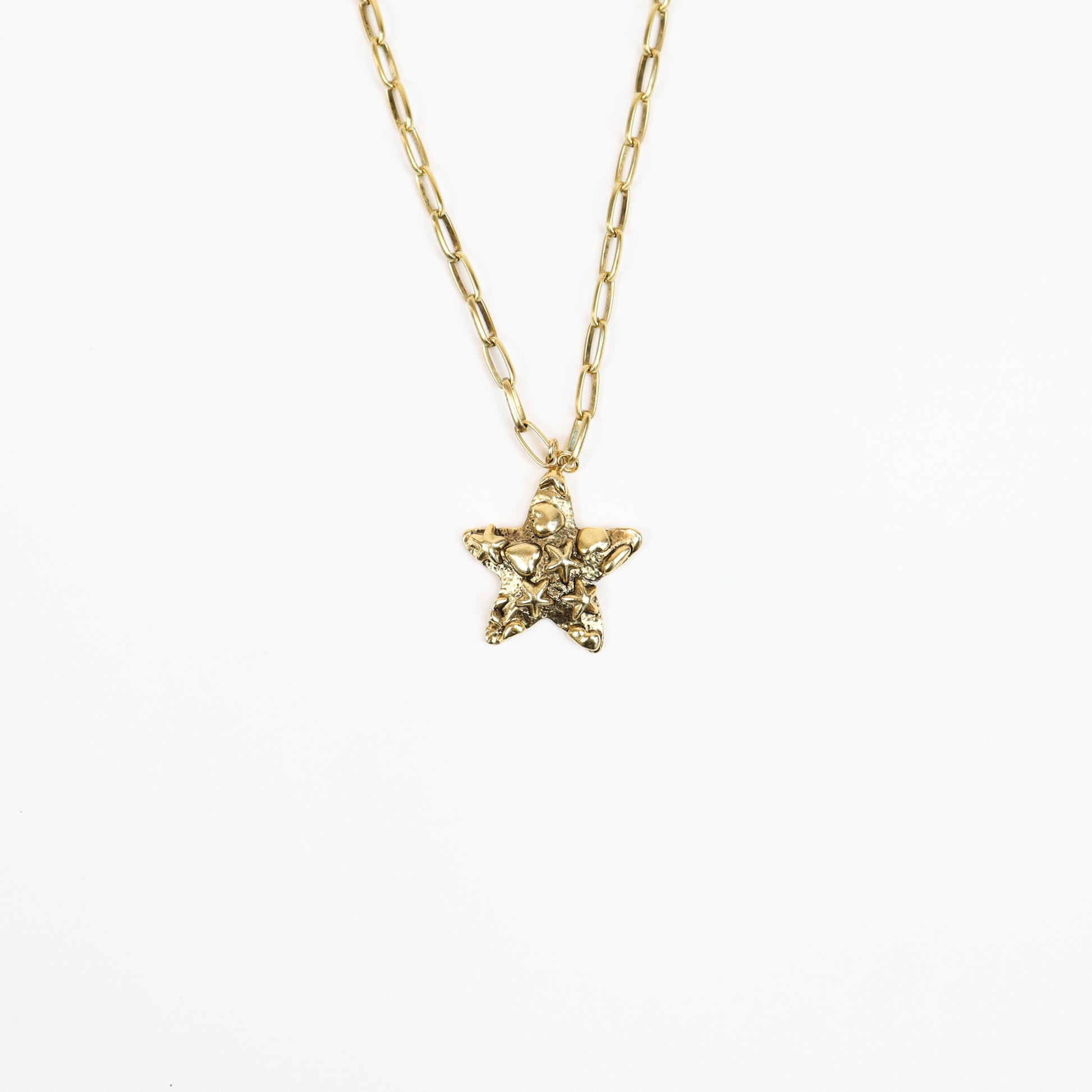 StellarTextureStarPendantNecklace