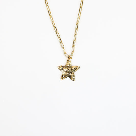 StellarTextureStarPendantNecklace