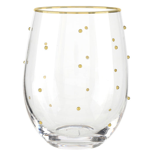 Gold Beaded Stemless Wine Glass
