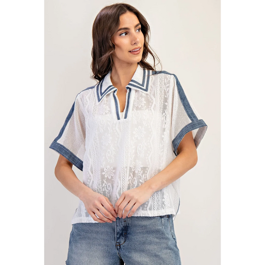 Esme Lace & Denim Top