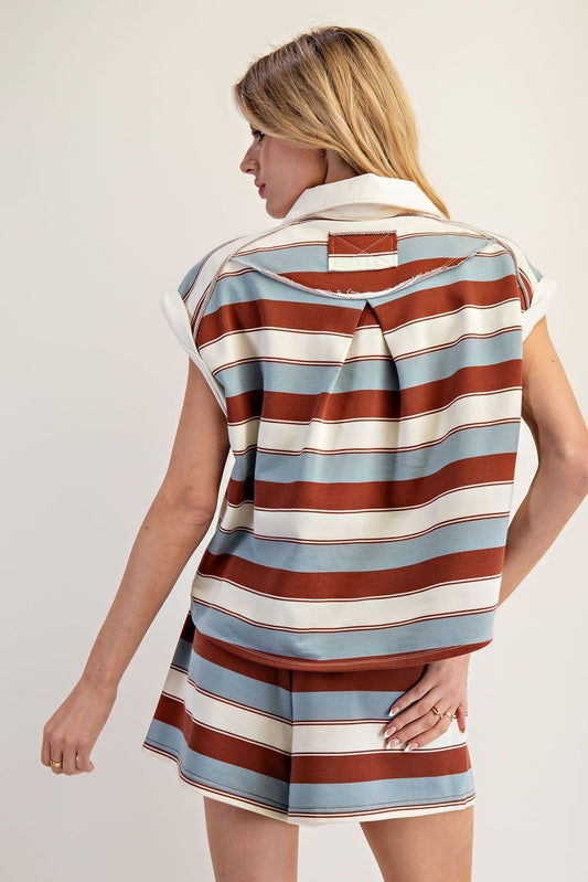 Daphne Striped Polo Top