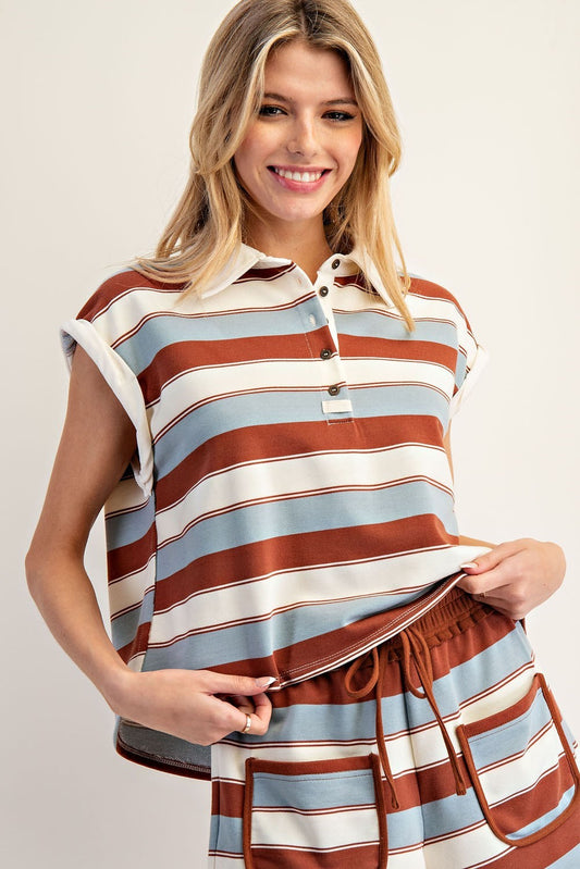 Daphne Striped Polo Top