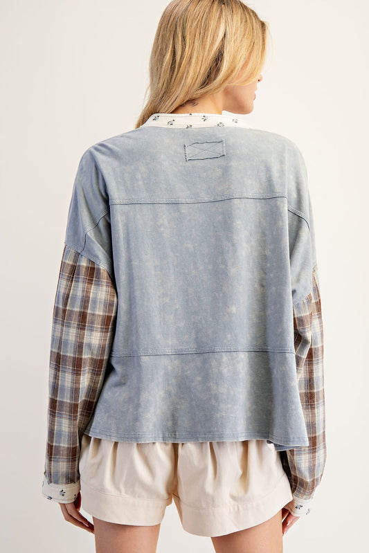 Greer Floral Trim Contrast Top