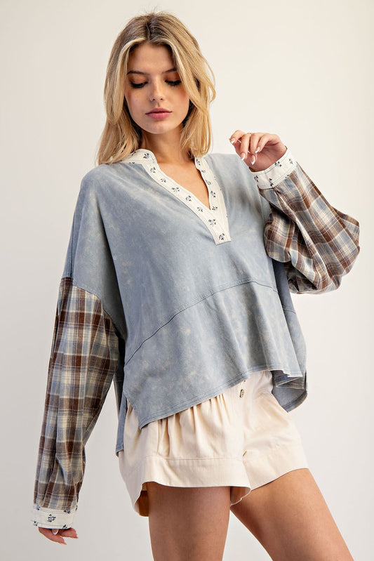 Greer Floral Trim Contrast Top