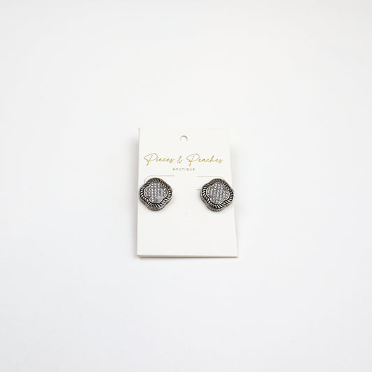 The David CZ Earrings featuring a vintage-inspired silver-tone frame with pave cubic zirconia detailing for a radiant sparkle.