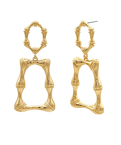 The Elowen Earrings feature bold trapezoid silhouettes with bamboo-inspired texture—crafted from hypoallergenic metal with titanium posts for all-day comfort.

