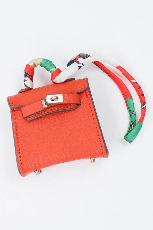 The London Scarf Handle Bag Charm orange
