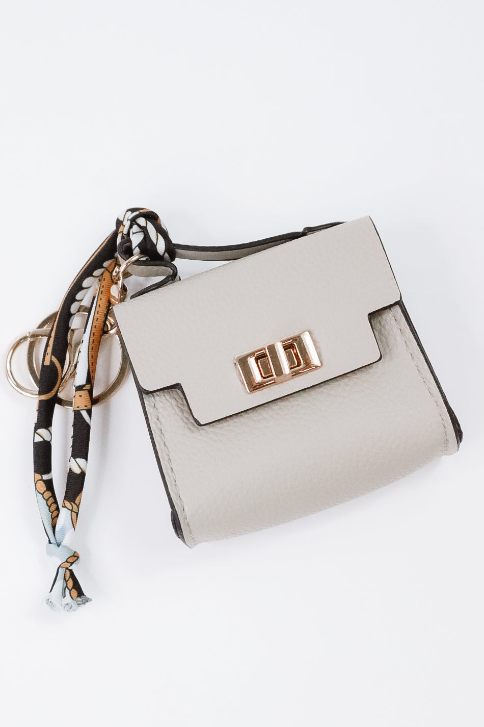 The Milan Scarf Handle Bag Charm Beige