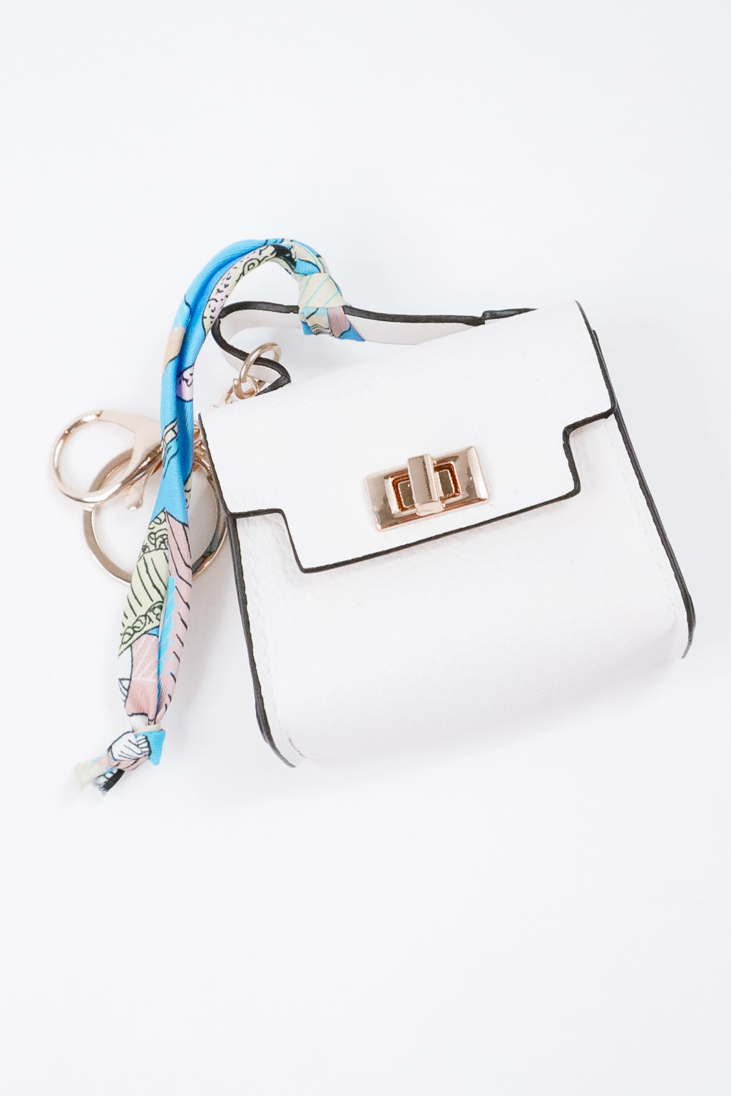 The Milan Scarf Handle Bag Charm White