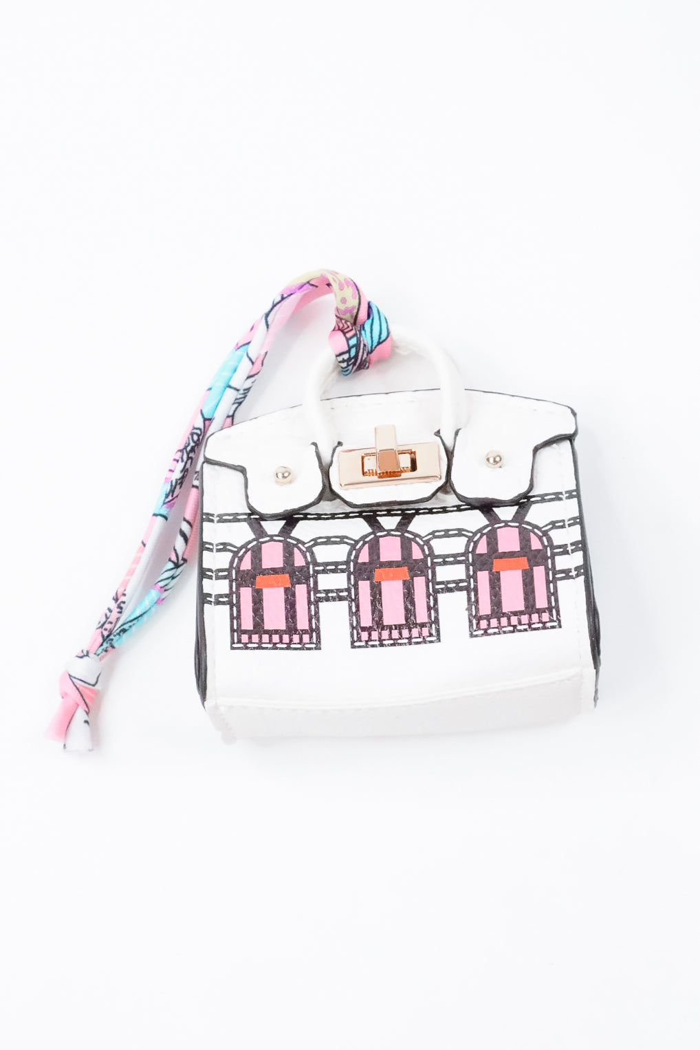 The Parisian Scarf Handle Bag Charm White