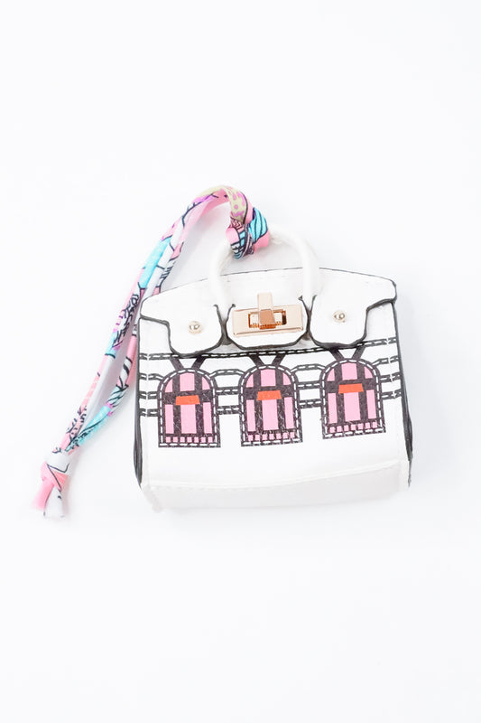 The Parisian Scarf Handle Bag Charm White