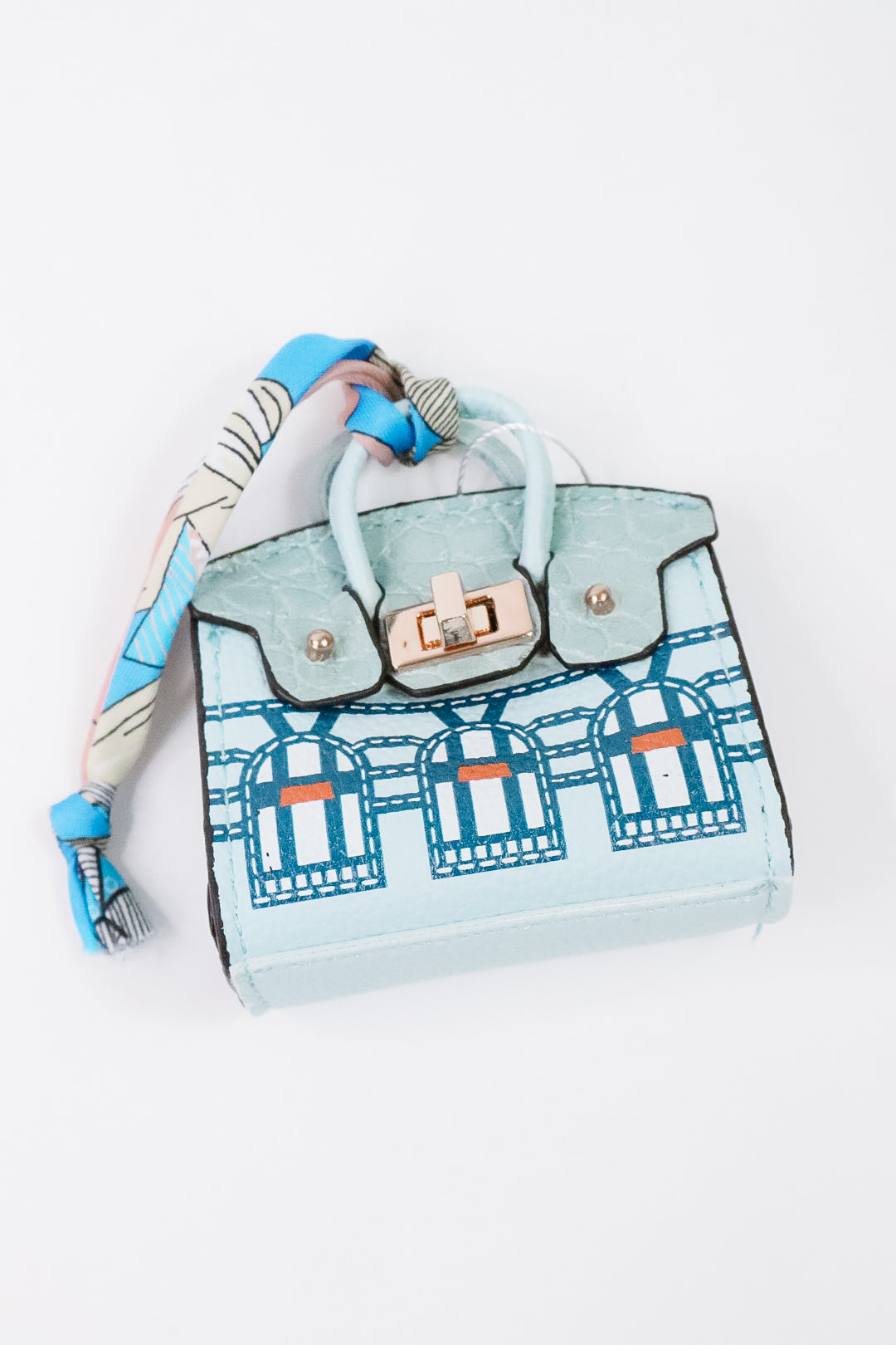 The Parisian Scarf Handle Bag Charm Blue