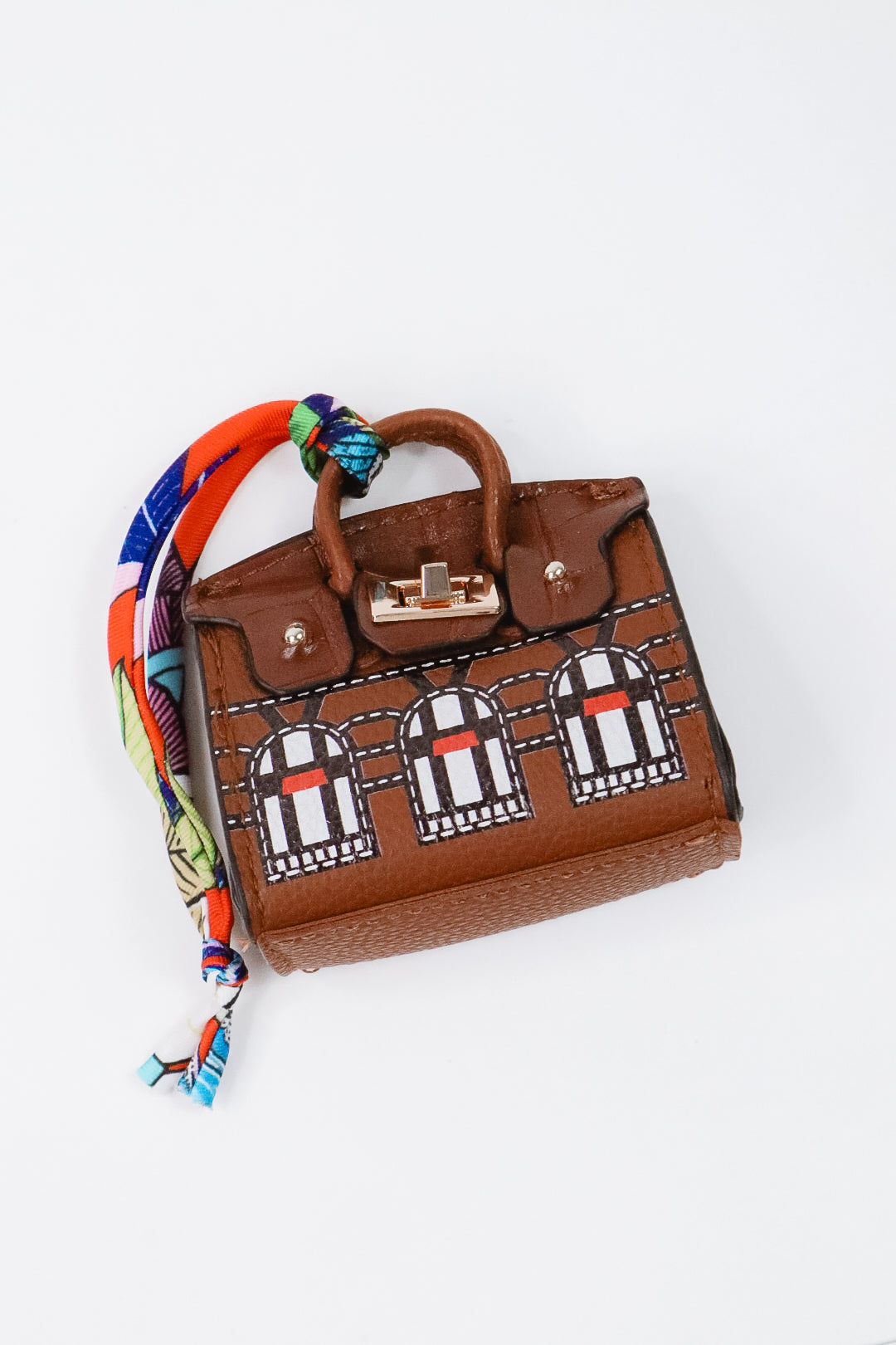 The Parisian Scarf Handle Bag Charm Brown