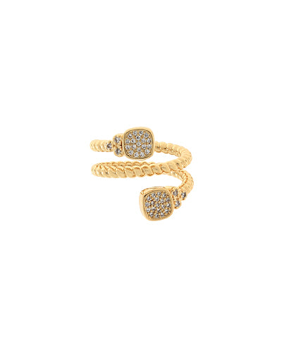 The Seraphina ring is a stunning piece that wraps around the finger with elegance, featuring pave-set ends for a touch of sparkle.