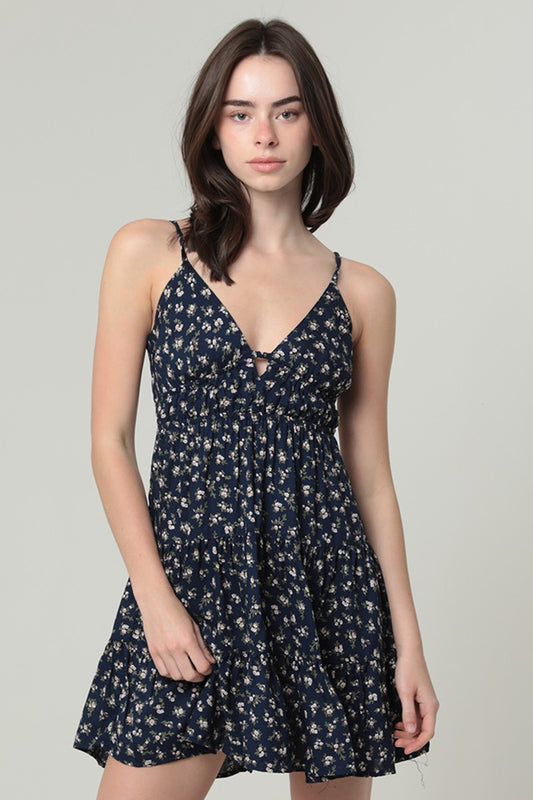 V NECK OPEN TIE BACK SUNDRESS