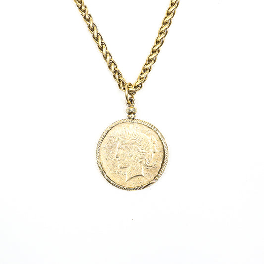 Vintage Gold Coin Medallion Necklace
