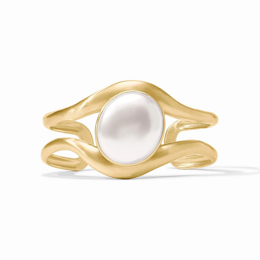Julie Vos Wave Stone Cuff - Gold- Pearl -OS